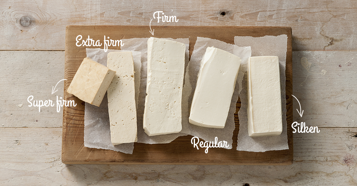 Alle soorten tofu - silken, regular, firm, extra firm, super firm.